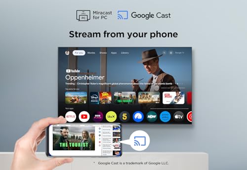 TCL 43V6C-UK 43" 4K Ultra HD, HDR TV, Smart TV Powered by Google TV (Dolby Audio, Voice Control, compatible with Google assistant, Chromecast built-in, 2025 New Model)