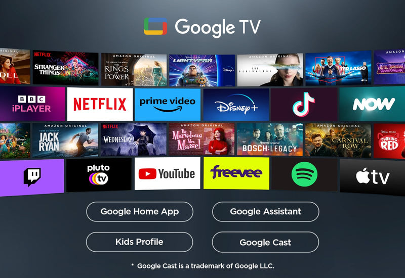 TCL 43V6C-UK 43" 4K Ultra HD, HDR TV, Smart TV Powered by Google TV (Dolby Audio, Voice Control, compatible with Google assistant, Chromecast built-in, 2025 New Model)